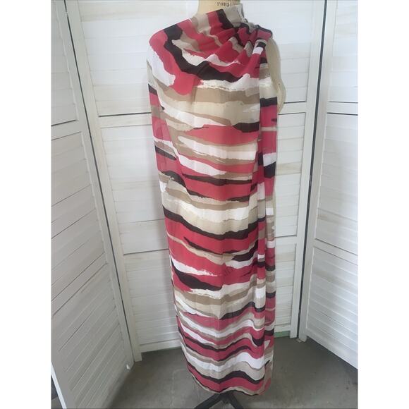 Calvin Klein Scarf Women Pink White Black Block Curves Wrap Sheer Rectangle - Picture 8 of 8